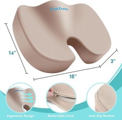 Large Ergonomic Gel Cushion for Office, Gaming, and Car – Pain Relief Khaki
