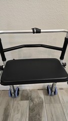 Foldable Adjustable Walking Frame with Seat, 4 Wheels, Lightweight, Silver/Black