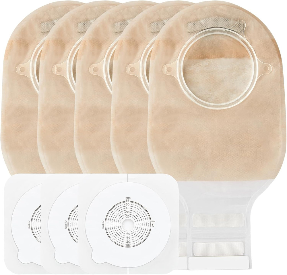 21PCS Ostomy Bags,Colostomy Supplies,Two Piece Drainable Ostomy Pouch for Ileost