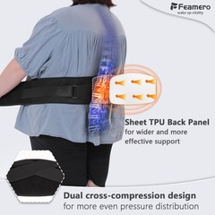 Feamero Plus Size Back Brace for Lower Pain – Extra XXX-Large, Black