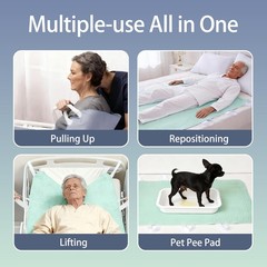 34×52 Inch Washable Incontinence Positioning Bed Pad 8 Handles Mobility
