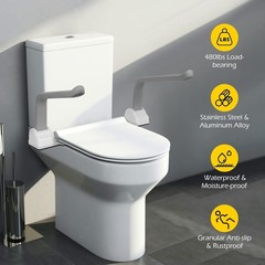 Dyna-Living Toilet Safety Rail 480lbs Flip-Up Armrest Aluminum Frame Senior