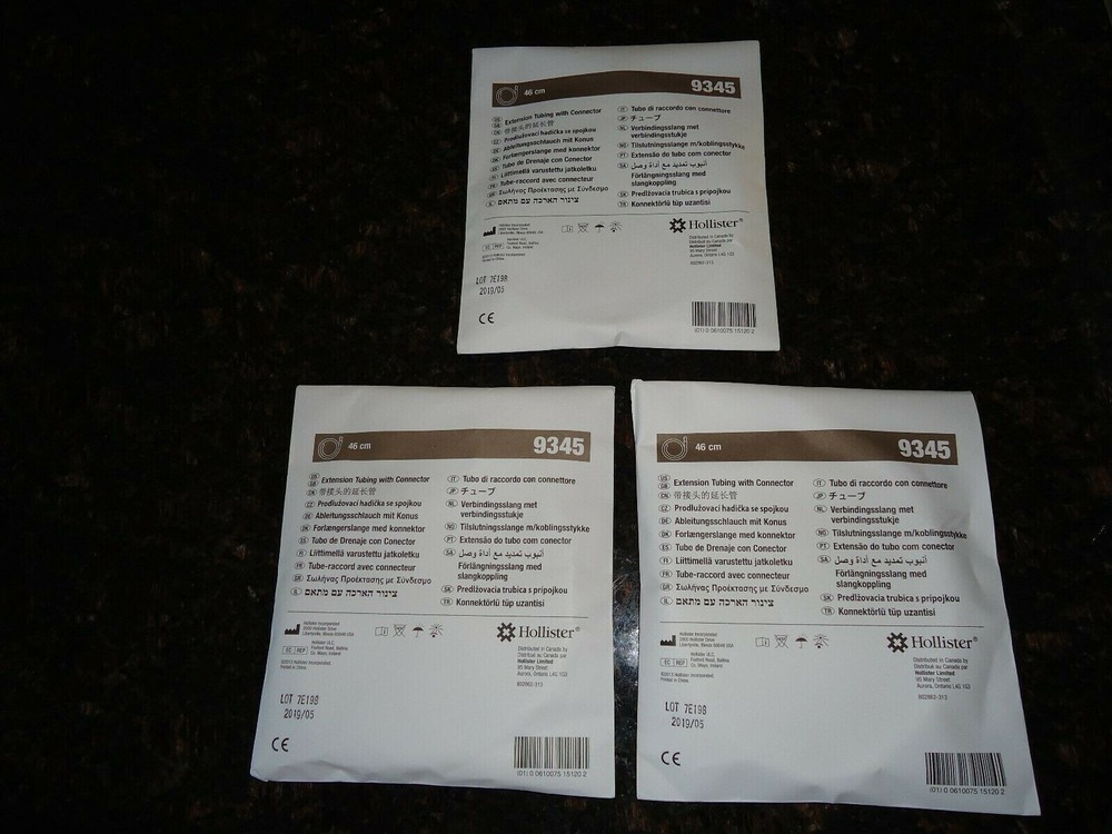 3 Hollister Urinary Leg Bag Extension Tubing 9345 Brand New Sealed !NO RETURNS!