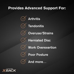 Adjustable Copper Fit X-Back Brace for Lower Back Pain Relief, Lumbar Support, S