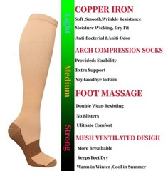 3Pair Copper Compression Socks Full Toe Socks for Women Men S/M, L/XL, XXL Gifts