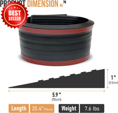1″ Rise Threshold Doorway Ramp 35.4″ Wide Natural Rubber 1500 LB Non-Slip US