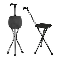 Folding Canes with Seat – Adjustable Height Walking Stick, 440 lbs Capacity, Fro