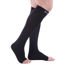 Doc Miller Open Toe Compression Socks 15-20 mmHg Recovery Varicose Veins BLACK