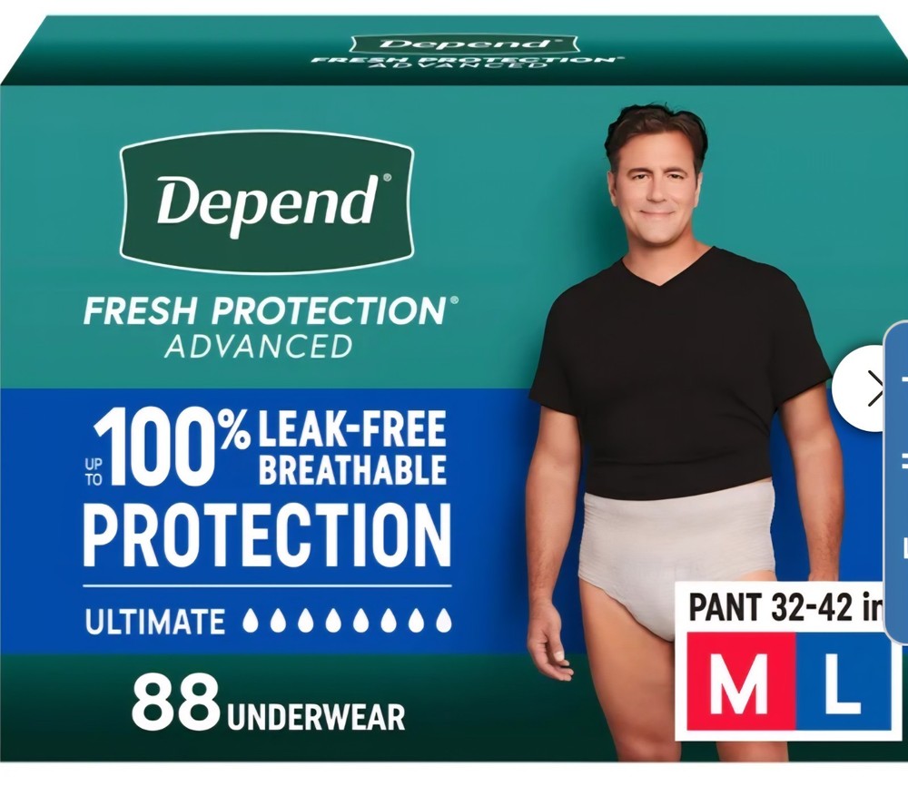 Depend Protection Plus Ultimate Underwear for Men M 88 Count