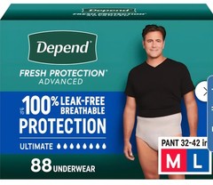 Depend Protection Plus Ultimate Underwear for Men M 88 Count