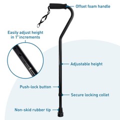 BodyMed Aluminum Vinyl Grip Cane – Walking Crutch for Adults & Seniors – Heavy