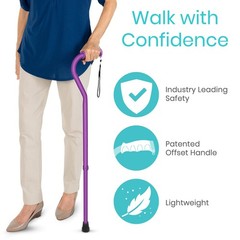 Vive Walking Cane for Women, Men, Elderly – Patented Offset Cane, Purple