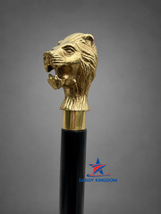 Solid Brass Lion Head Handle Antique Wooden Walking Stick Cane Designer Handmade