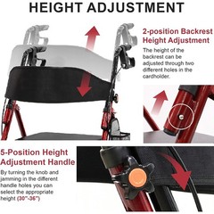 Foldable Rollator Walker 350 lb Capacity w/ 19″ Seat & 6″ Wheel Rolling Walker