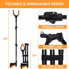 38 In. Extra Long Foldable Grabber Reacher Tool 2 Pack Heavy Duty Pickup Tool wi
