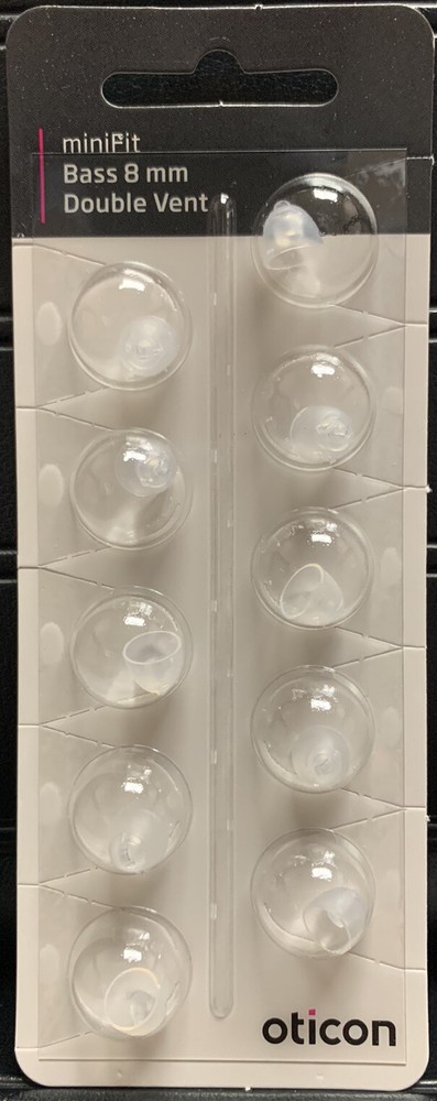 1 Pack Oticon miniFit 8mm Bass Double Vent Domes For Hearing Aids 10 Domes Total