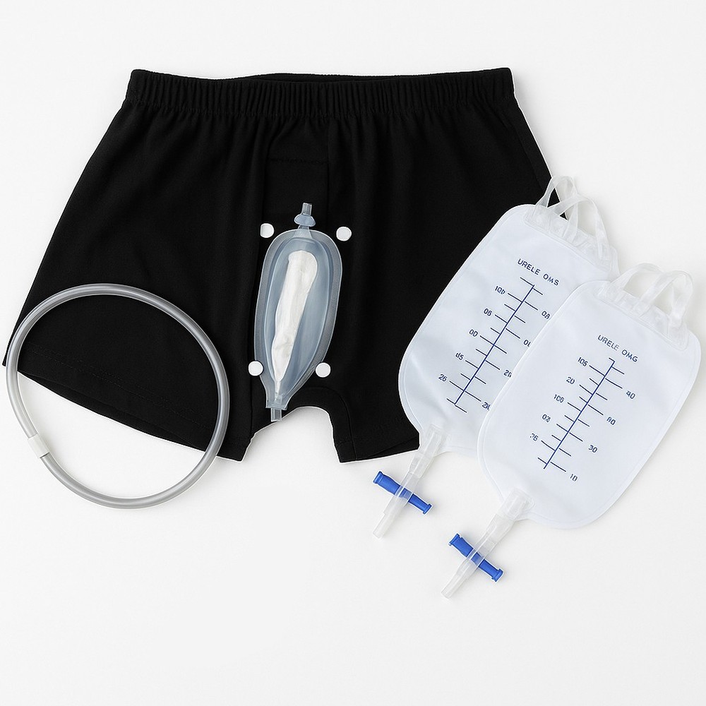 Male Wearable Incontinence Pants Silicone Urine Funnel Collector Urinal Leg Bag