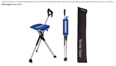 STEP2GOLD Ta-Da Chair Series 2- Portable Walking Stick, Cane with Seat Blue Sm.