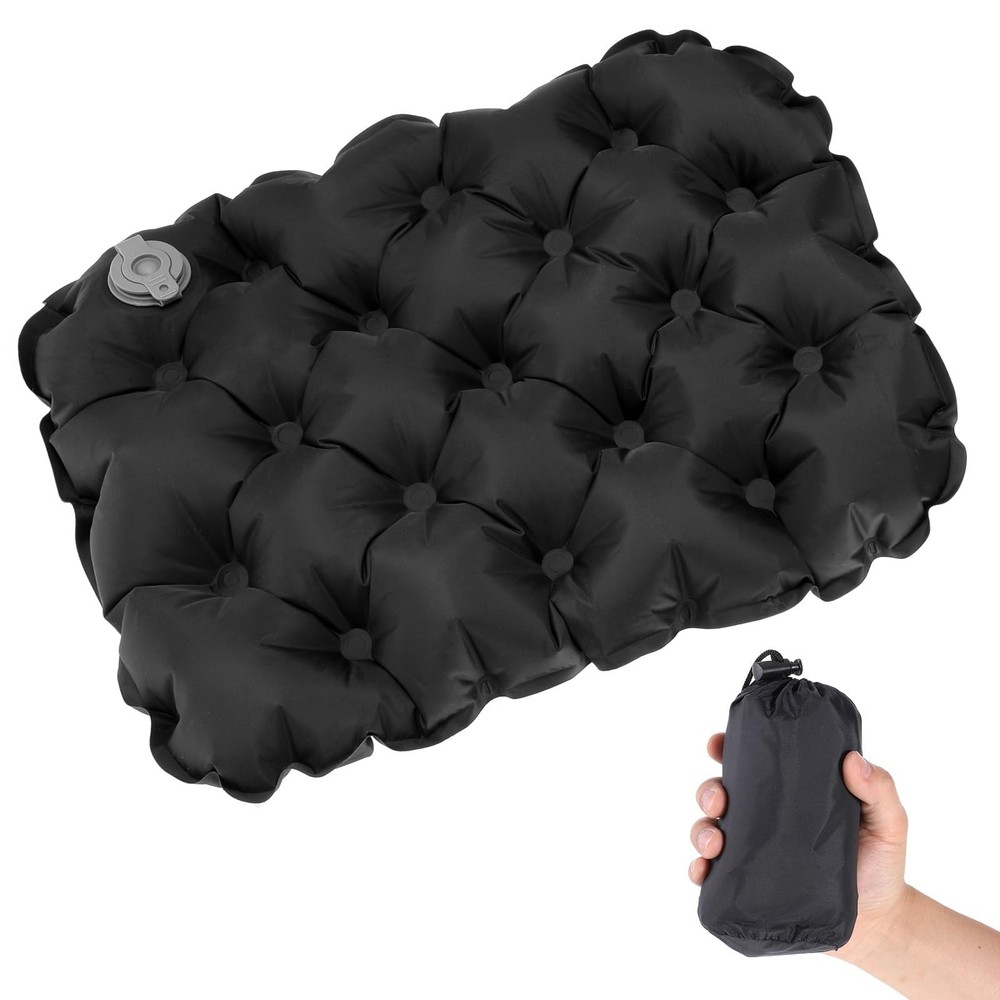 Ptwola Inflatable Seat Cushion Portable 18.9 x 10.63 x 0.12 inches, Black