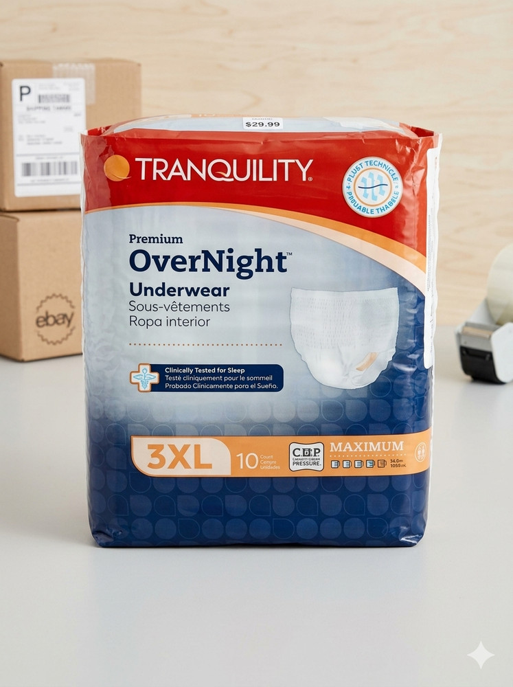 Tranquility Premium OverNight Underwear 3XL10ct Max Absorbent Adult Diaper Pullu