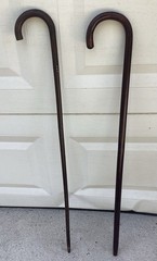 Vintage Wooden Walking Canes Curved Handle Lot Of 2