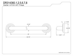 Kingston Brass DR314365 Restoration Decor 36-Inch Grab Bar with 1.25″ Grip