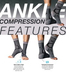 2 Pairs THIRTY48 – Ankle Compression Socks Gray Unisex Medium Plantar Fasciitis