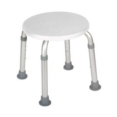 Bath Shower Stool Chair Seat Stool Adjustable Height White Non Slip Rubber Legs