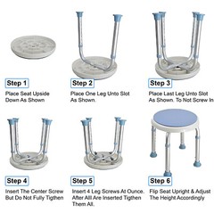 Shower Chair & Bath Rotating Stool for Elderly 360° Swivel Seat Safety Aid