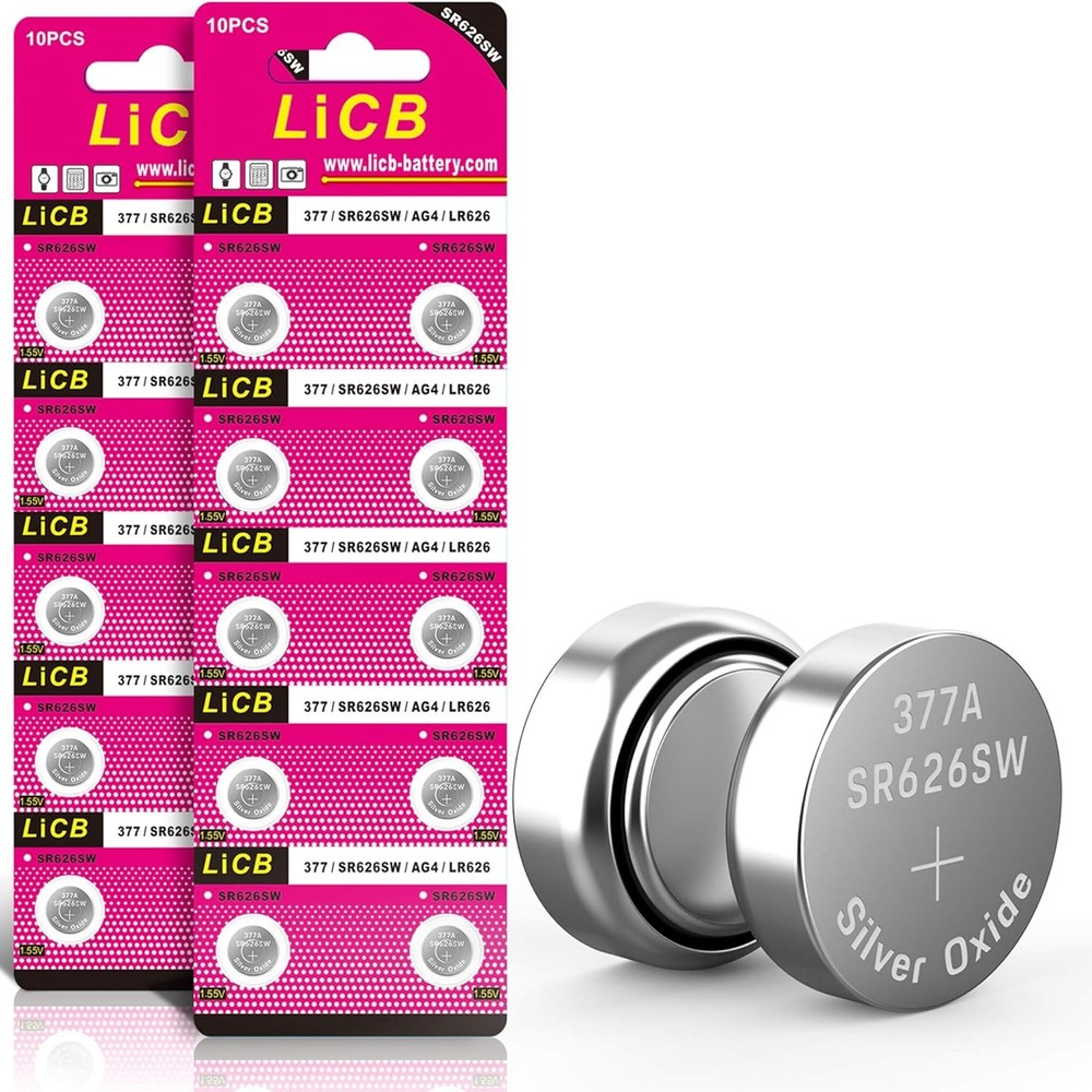 LiCB 20 Pack SR626SW 377 626 Watch Battery 1.5V Button 20 Count (Pack of 1)