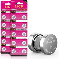 LiCB 20 Pack SR626SW 377 626 Watch Battery 1.5V Button 20 Count (Pack of 1)
