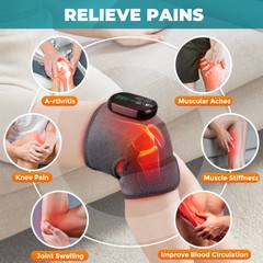 3-in-1 Cordless Knee Massager with Heat Vibration & Red Light Therapy Pain LED
