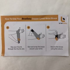 BracEasy Wrist Brace BlacK Neoprene & Nylon Copper-lined Pain Relief R/L NEW