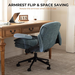Criss Cross Chair with Adjustable Flip-Up Arms and Wheels, Comfort Ergonomic Off