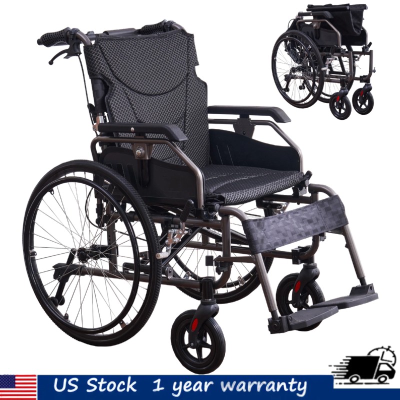 Foldable 37lb Wheelchair Aluminium Multi-functional Manual Medical Transport FDA