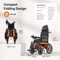 Electric Wheelchairs Reclining Foldable Lightweight Wheelchair Aid Motorized