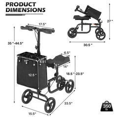 Unbranded Black Steerable Knee Walker Medical Scooter Foot Injuries, Preowned