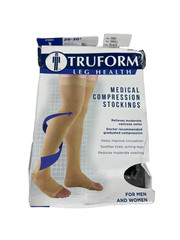Truform Compression Stockings Thigh High Open Toe 20-30 MmHg Black Box Wear