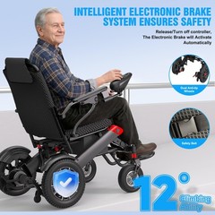 Foldable Electric Wheelchair for Adults 20.3″ Wide Seat Airline Approved 15 Mile