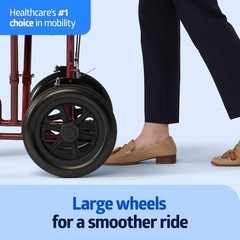 Econo Home Lightweight Foldable Transport Wheelchair w/Handbrakes RED