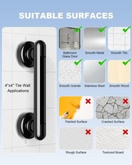 Shower Grab Bar 10″ Showers Suction Bar Handle Bathroom Safety Lock Grip Handle