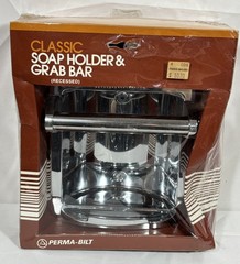 Vintage NOS Perma-Bilt Recessed Soap Holder & Utility Grab Bar Polished Chrome