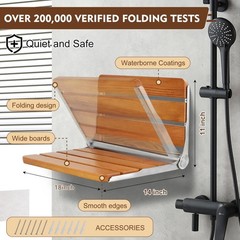 18″ Folding Shower Seat – Heavy Duty 400 lbs Wall Mounted Bench, Space-Saving Sp