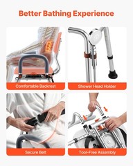 VEVOR Sliding Shower Chair Tub Transfer Bench with Swivel Seat & Back 400 lbs