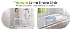 Space-Saving Triangular Shower Chair for Inside Shower with EVA Pad, 400 lbs