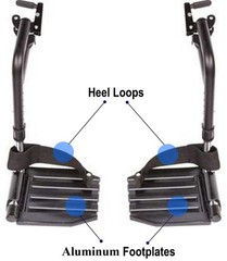 Healthline Wheelchair Swingaway Legrest Aluminum Footplates Heel Loops Pair