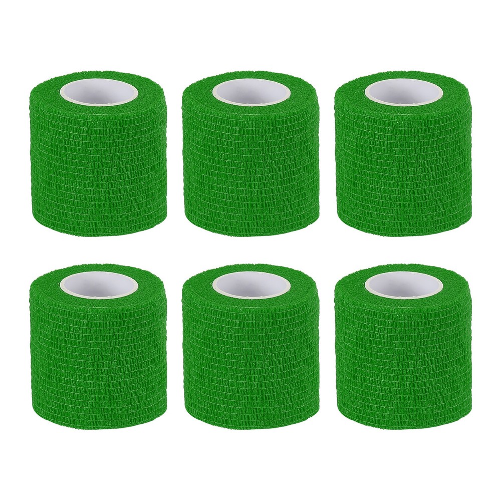 6Pcs 2″ x 177″ Self Adhesive Bandage Wrap Elastic Self Tape Emerald Green