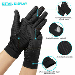 2 Pairs Copper Arthritis Compression Gloves Hand Support Joint Pain Relief Sport