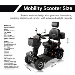 Four Wheels Travel Mobility Scooter 500W 48V 20AH Battery Motor for Adult Senior