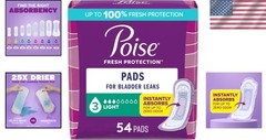 54 Count Incontinence & Postpartum Pads – 3 Drop Light Absorbency & Comfort